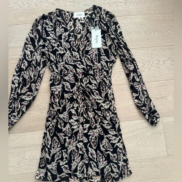 NWT ba&sh GIZELLE DRESS - Black Multi color floral size Small - Picture 11 of 12